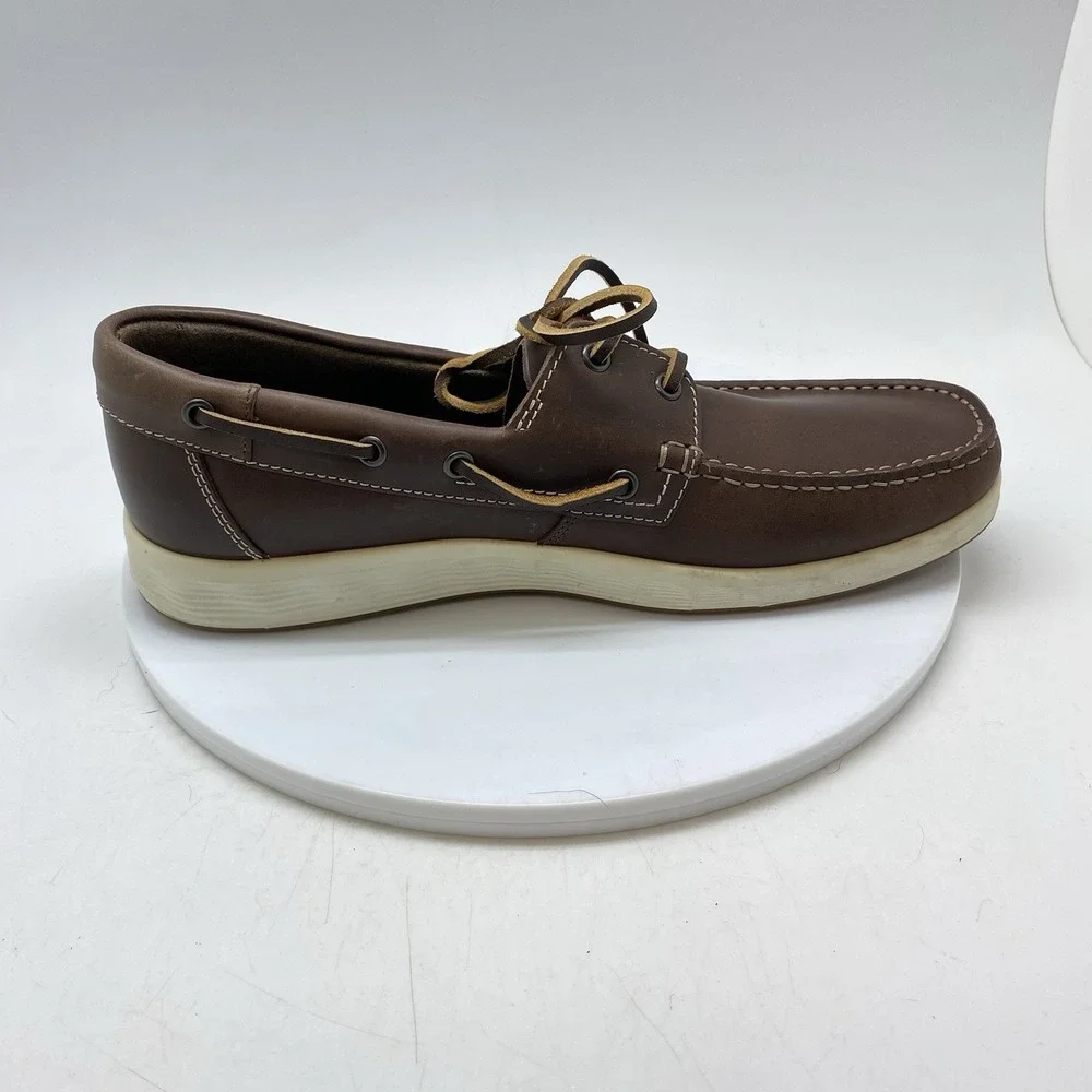 ECCO S-Lite Moc Boat Shoes Mens US 9.5 EU 43 Brown Leather Deck Loafers Lace Up